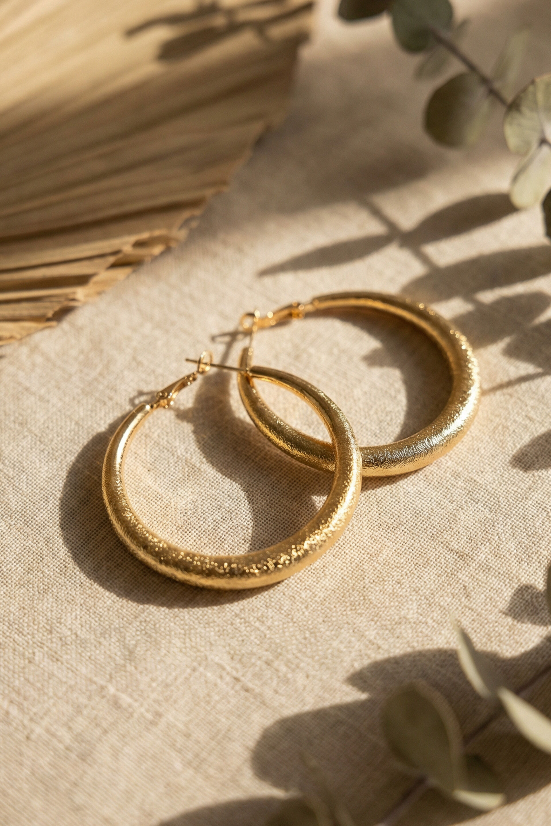 Shimmery Golden Hoop Earrings, , image 3